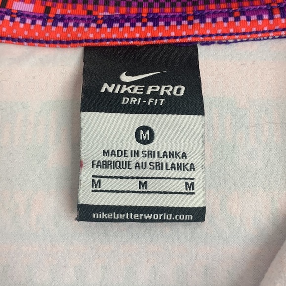 Nike Pro Half Zip Pullover Top Shirt Size Medium Pink Purple Design Compression - Picture 4 of 11